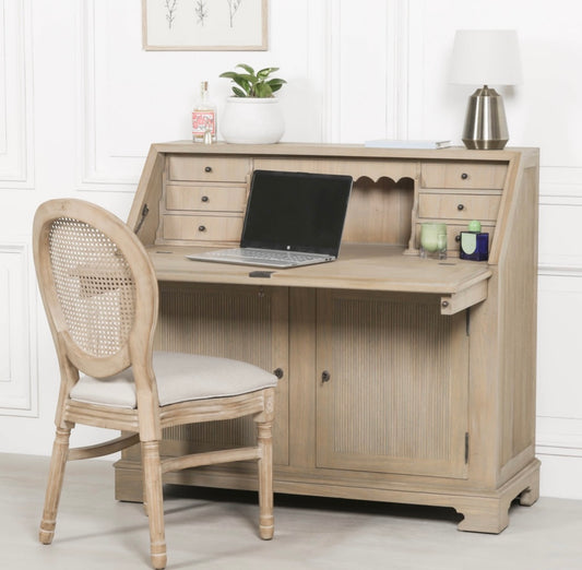 Rustic wooden bureau desk in solid cedar wood lockable