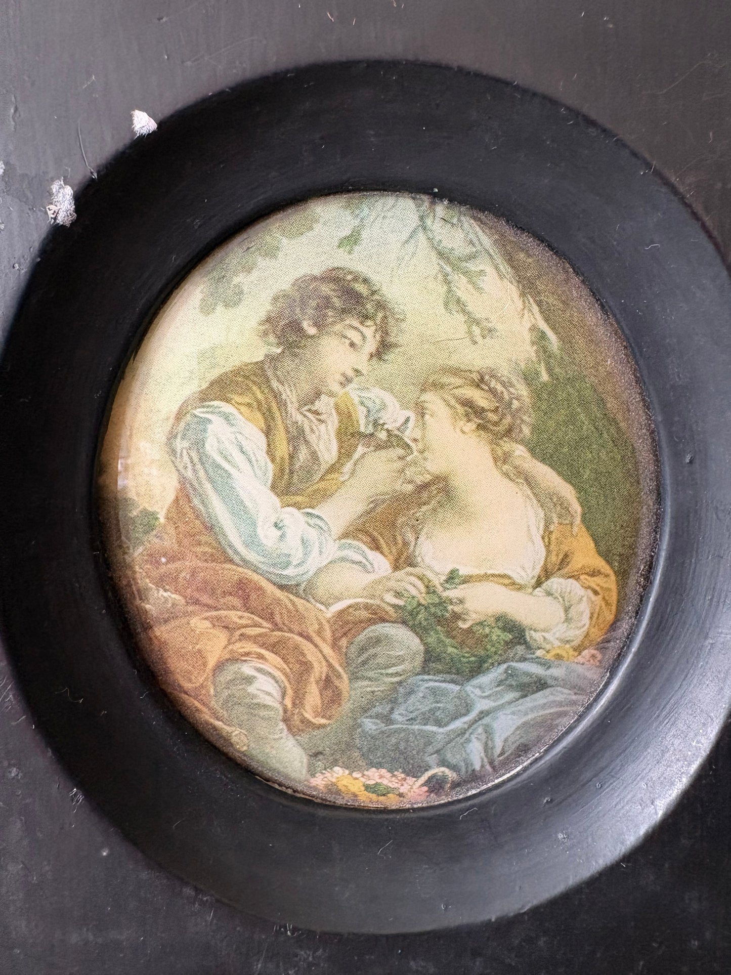 Lovely hand painted framed antique porcelain Minature