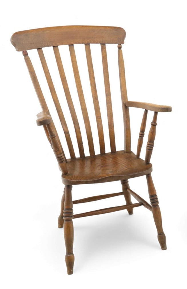 20thC Vintage Cottage Farmhouse Armchair Spindle back and turned legs