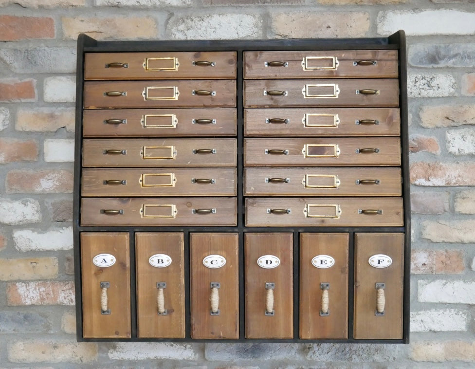 Antique Styled Multi drawer wooden storage cabinet Authentic Vintage Office look