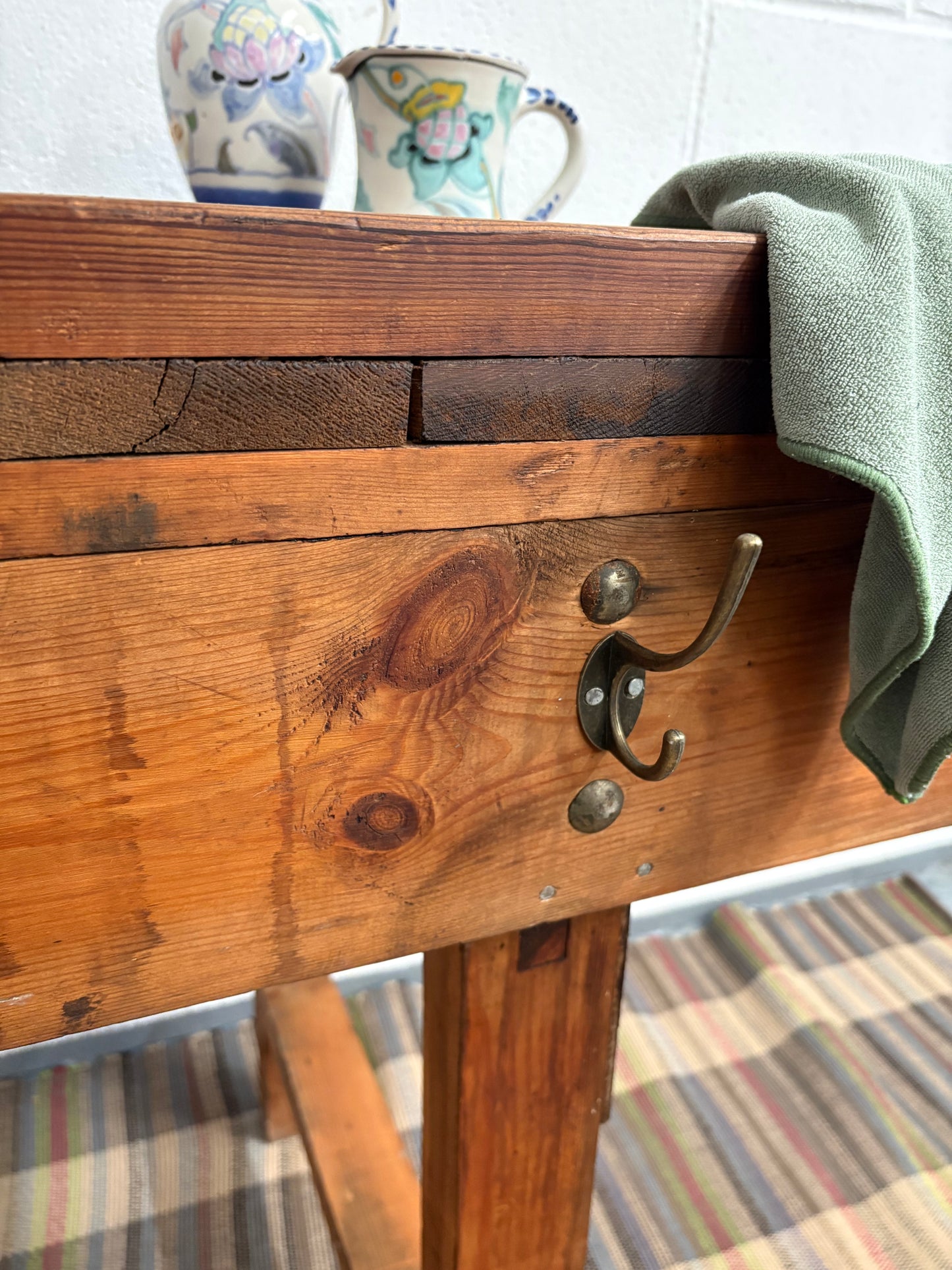 Large Reclaimed Vintage Workbench Chunky Kitchen Island Prep unit Freestanding