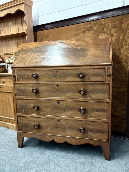 Large 19th Century Fold down Mahogany bureau writing desk drawers UK Delivery