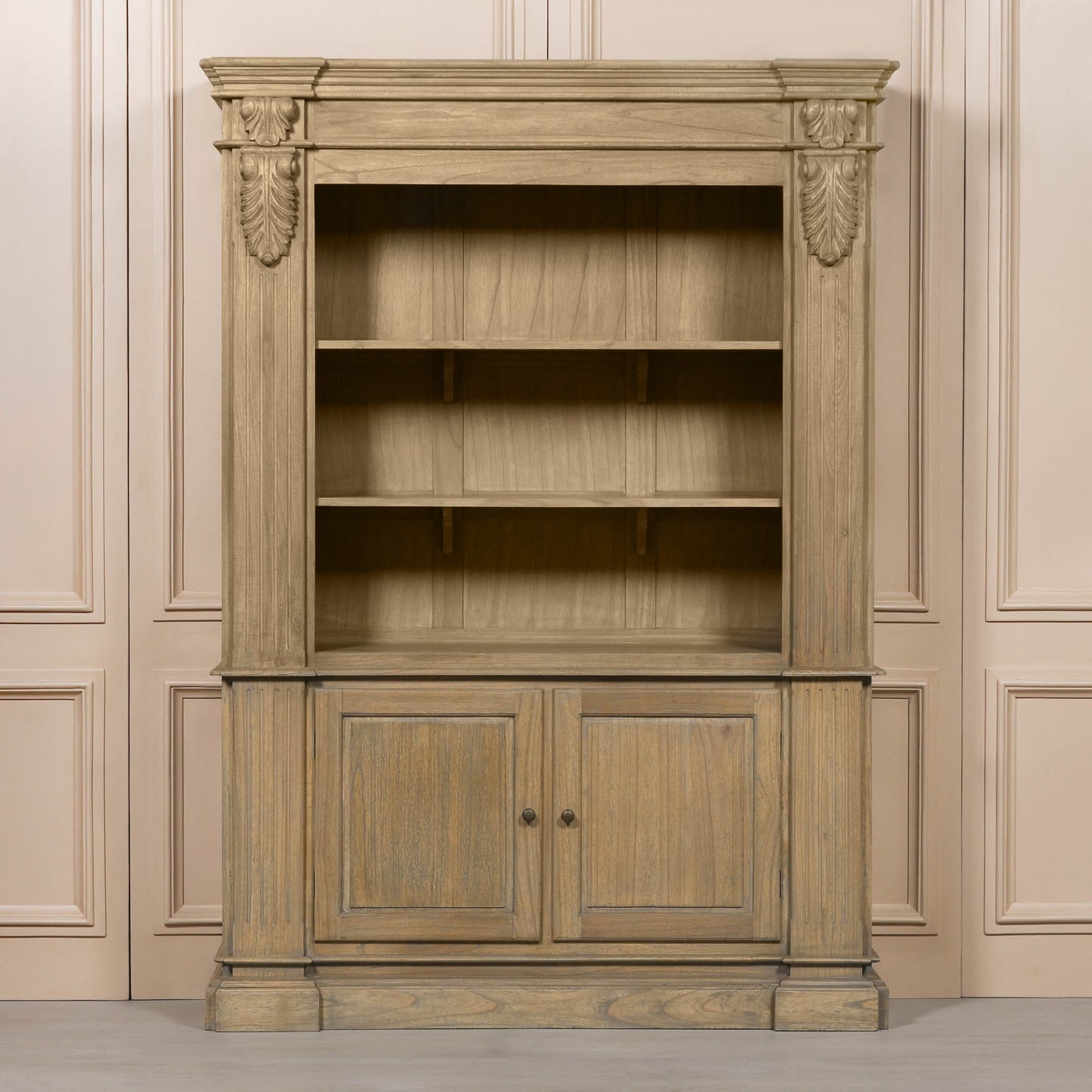 Large Cedar Wood Open Bookcase Modern Country Farmhouse