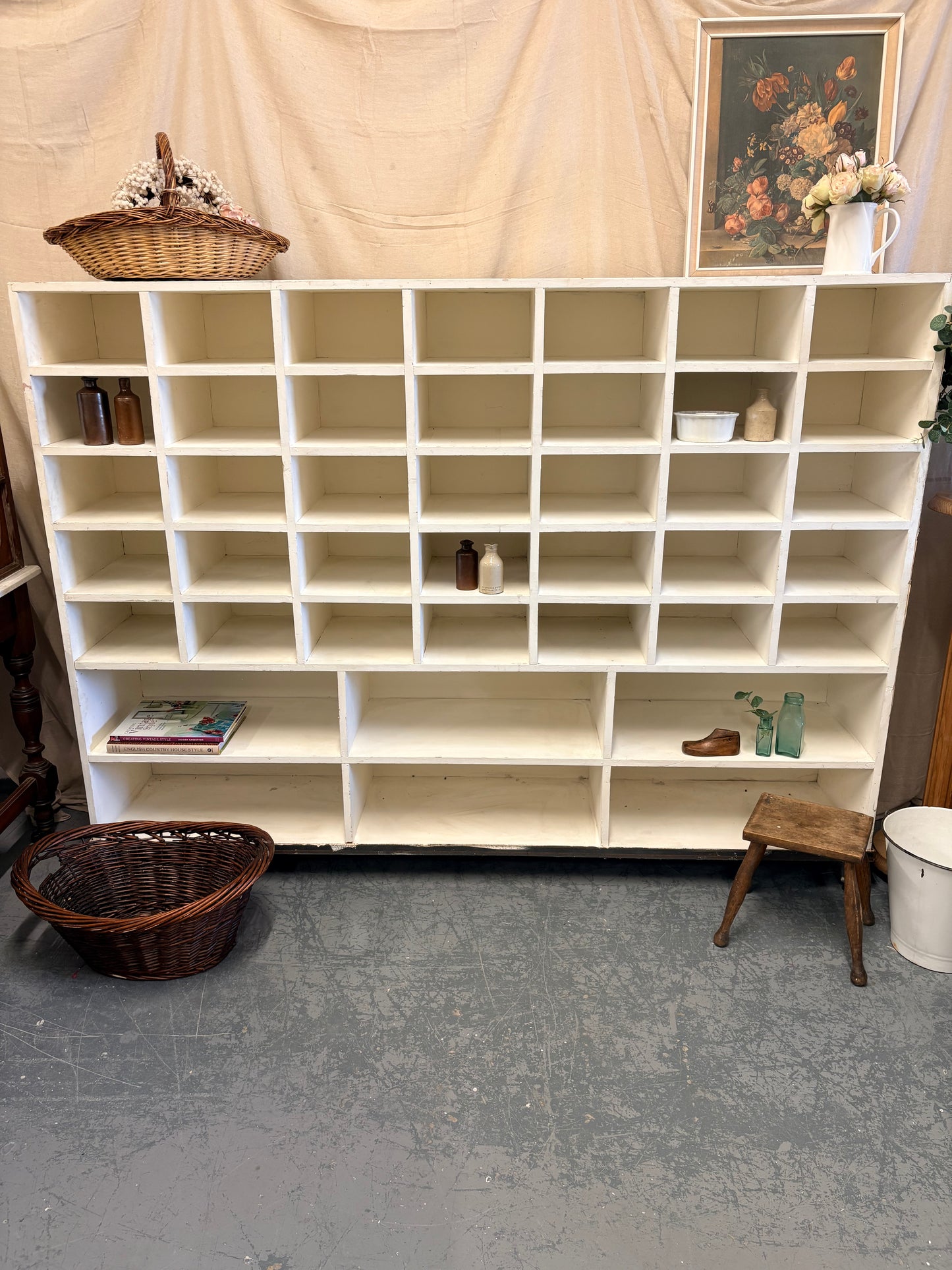 Reclaimed Craft Shop Unit Wood Pigeon Hole Shelving Sorting Storage sections