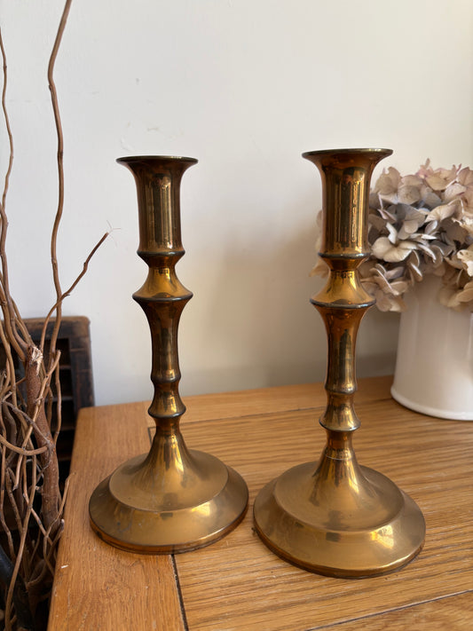 Pair of Traditional Vintage metal candlestick holders