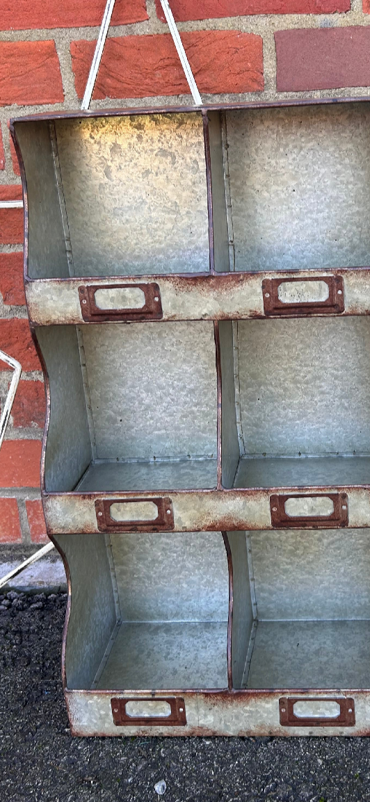Metal shabby Pigeon hole type Wall Unit - Vintage style storage craft workshop