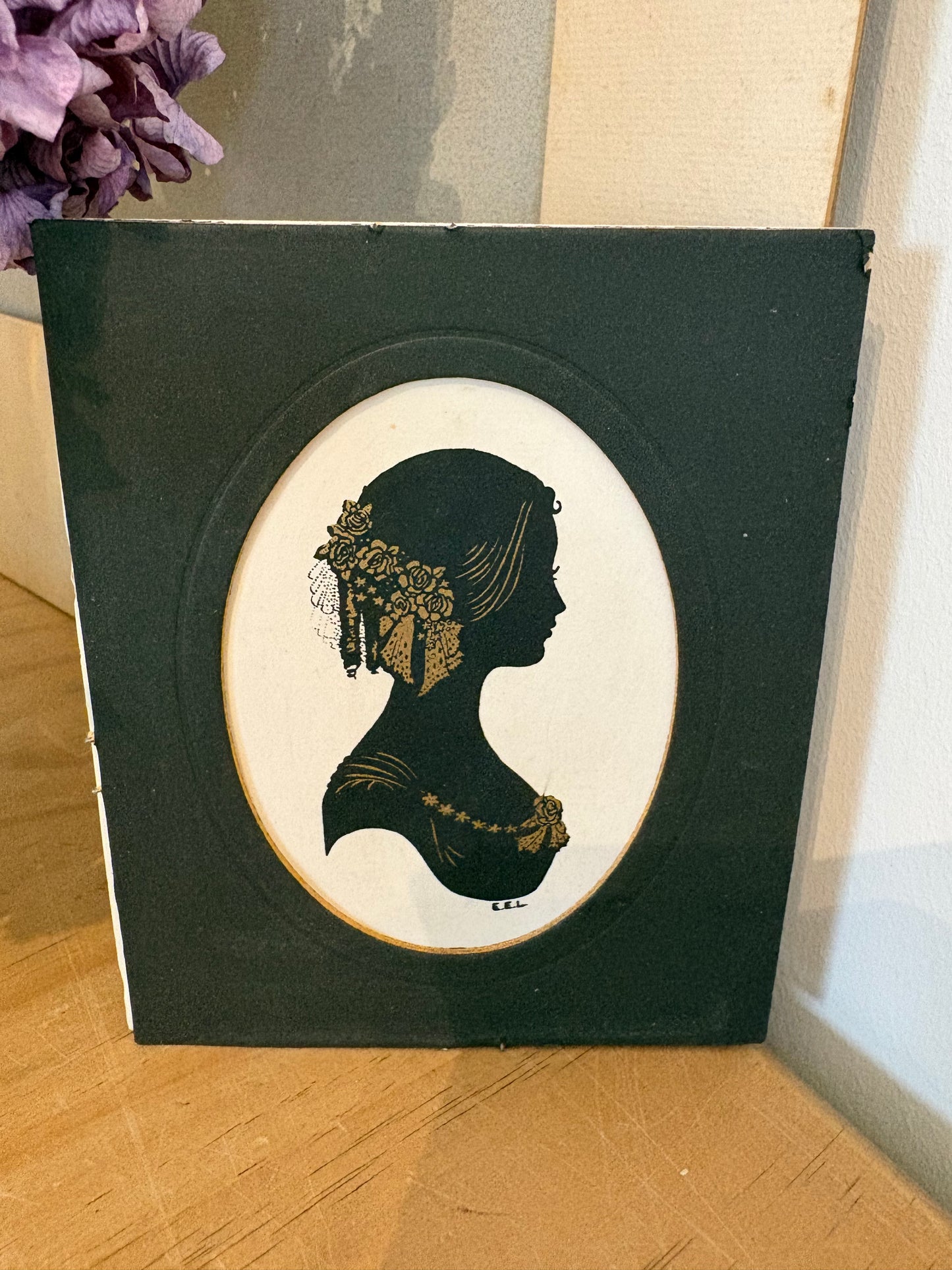 Repro Vintage Silhouette Miniature Profile Portrait You g lady