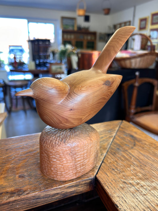 A vintage wooden carved bird signed C Parker beautiful treen item