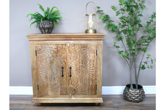 Decorative carved wooden vintage style cupboard. .