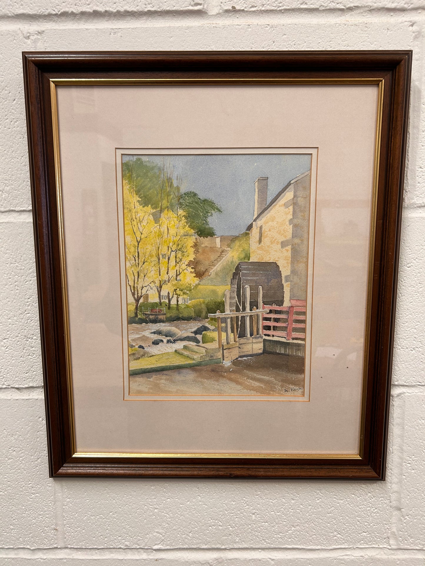 ‘The Mill’ Vintage framed and signed painting by Margaret Rhymes