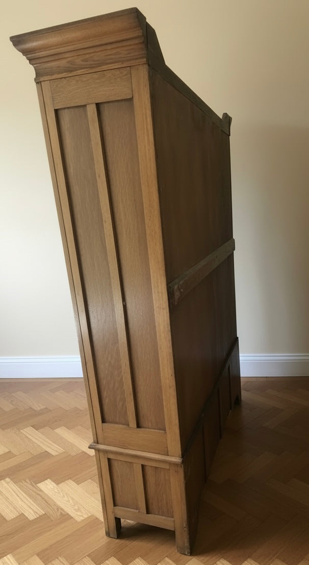 Beautiful Antique Satinwood Edwardian double wardrobe with a lower drawer.