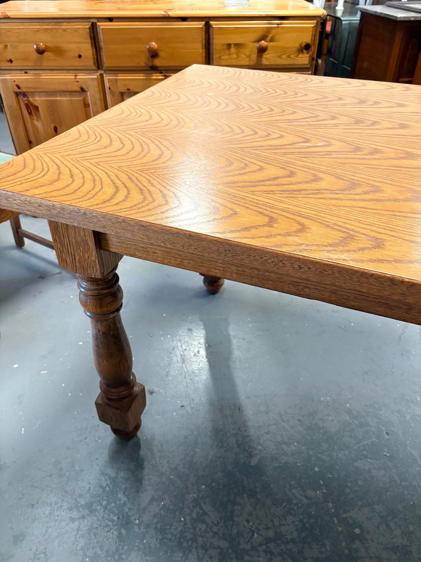 Belgium Oak Refectory Dining table with 6 Wavy Back Chairs