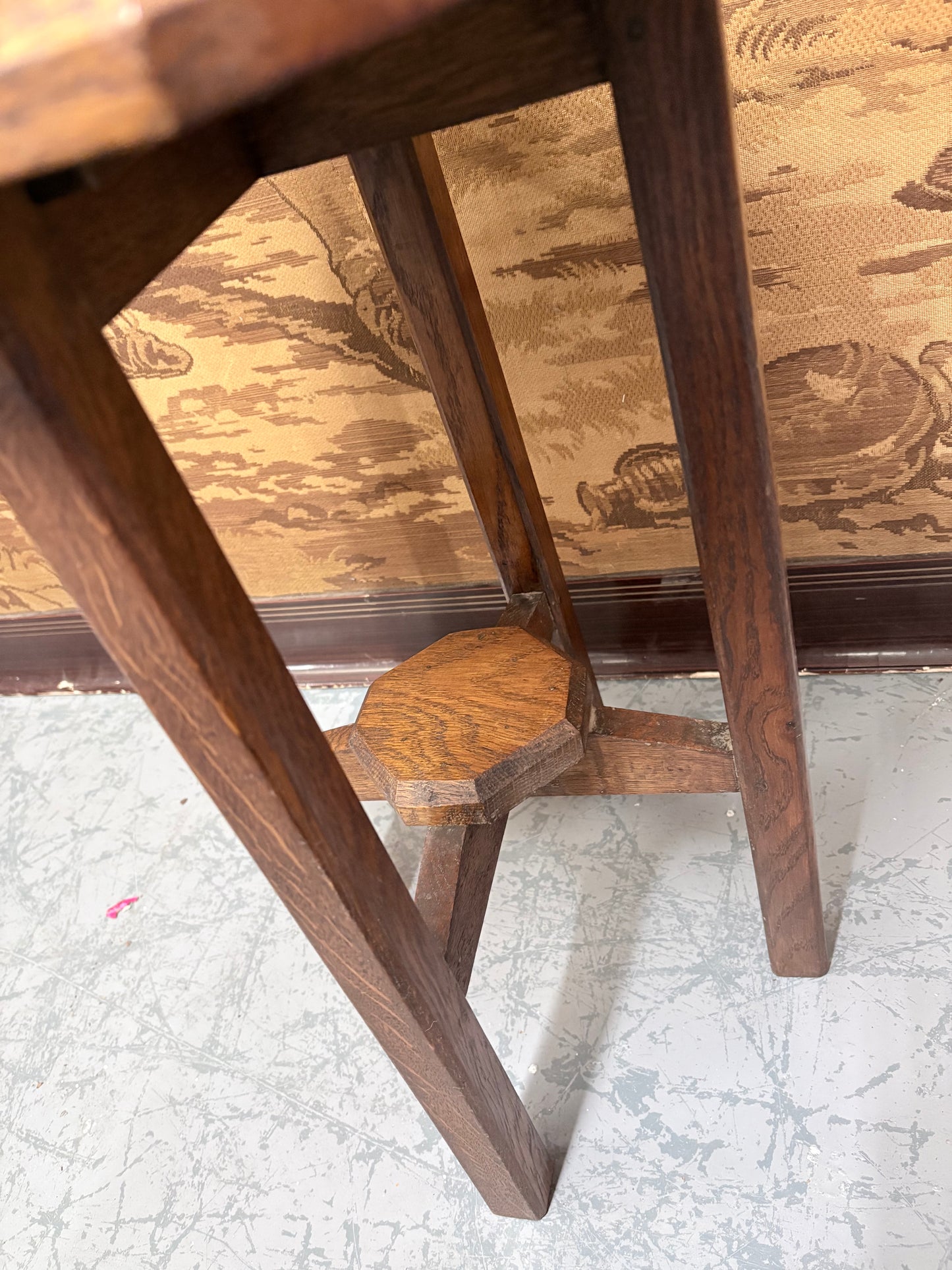 Heavy Art Deco occasional table with square legs and undertier