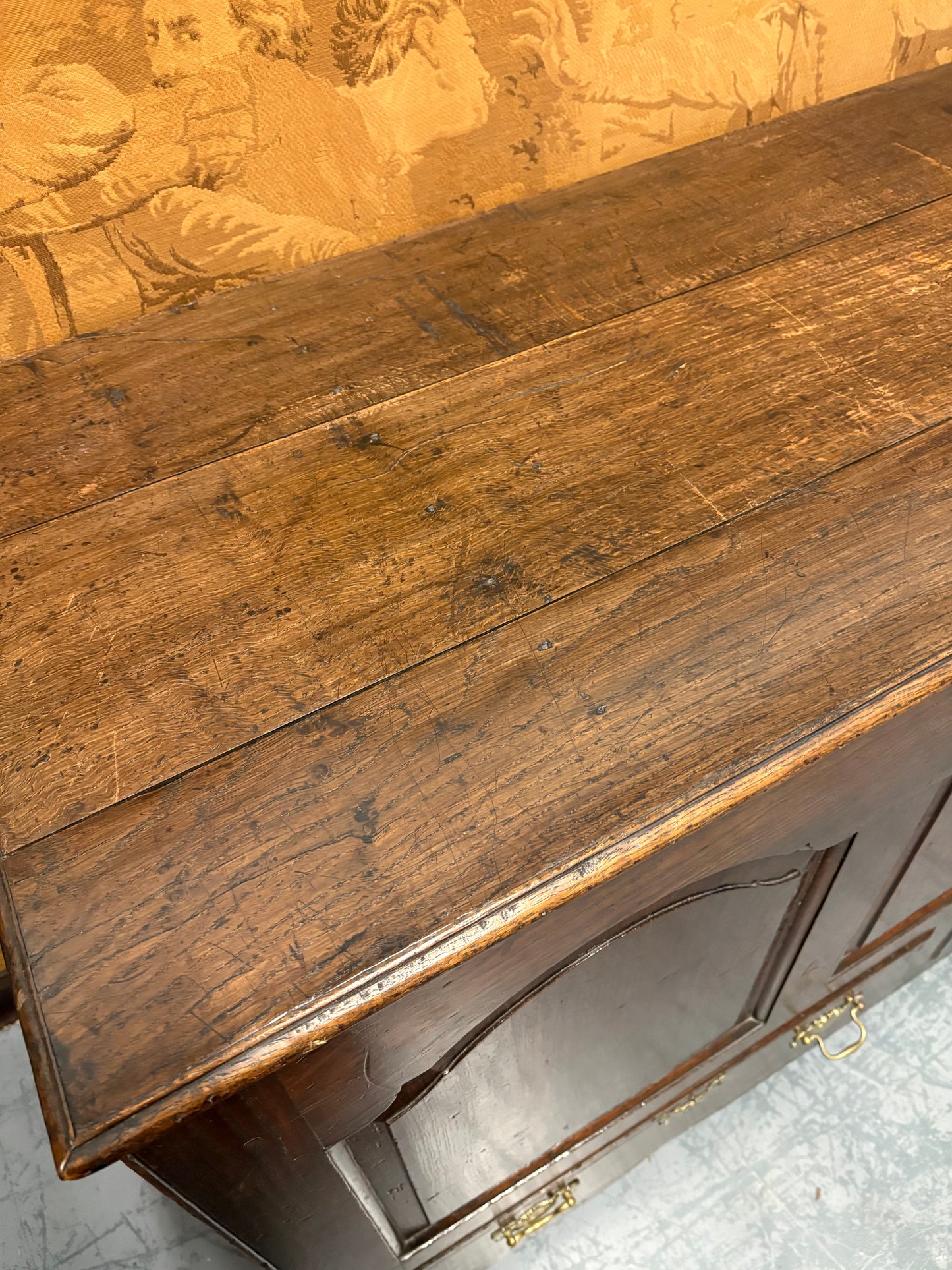 Large Antique 18thC Country House Paneled Oak Mule Chest
