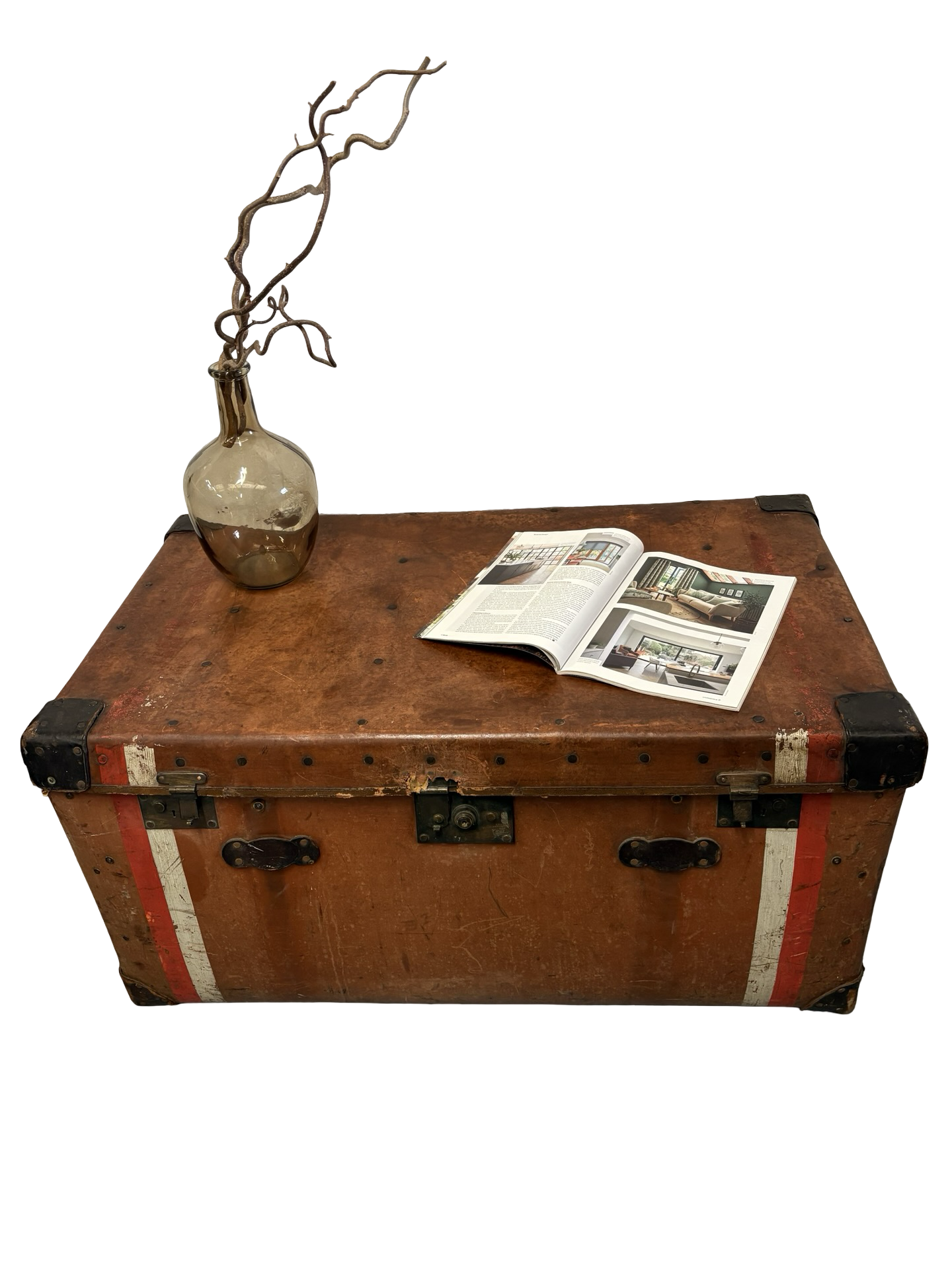 Antique HJ Cave & Sons Leather Storage Travelling Trunk