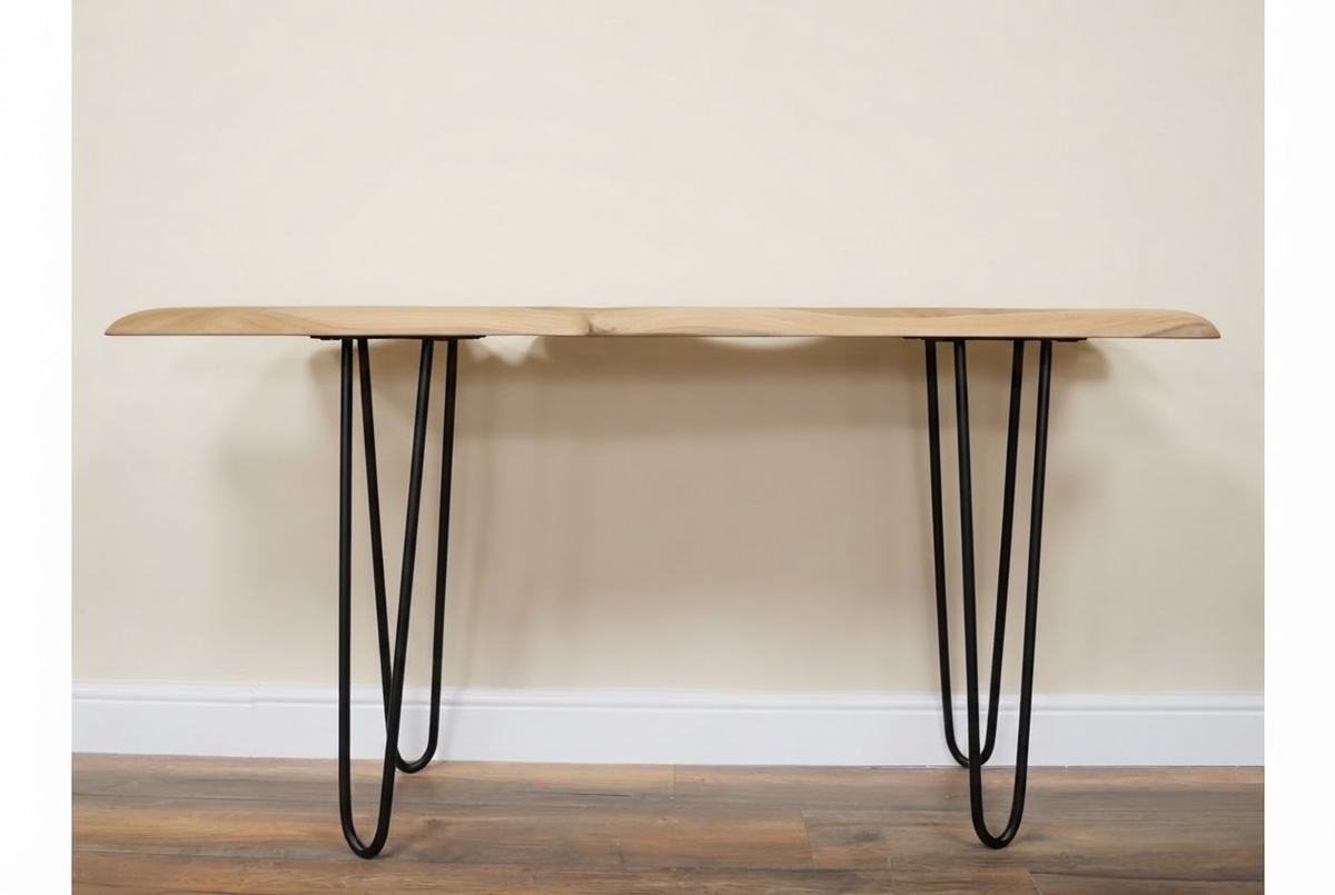 Natural Live Edge Rustic Wooden Acacia wood console table / Desk with Hairpin legs