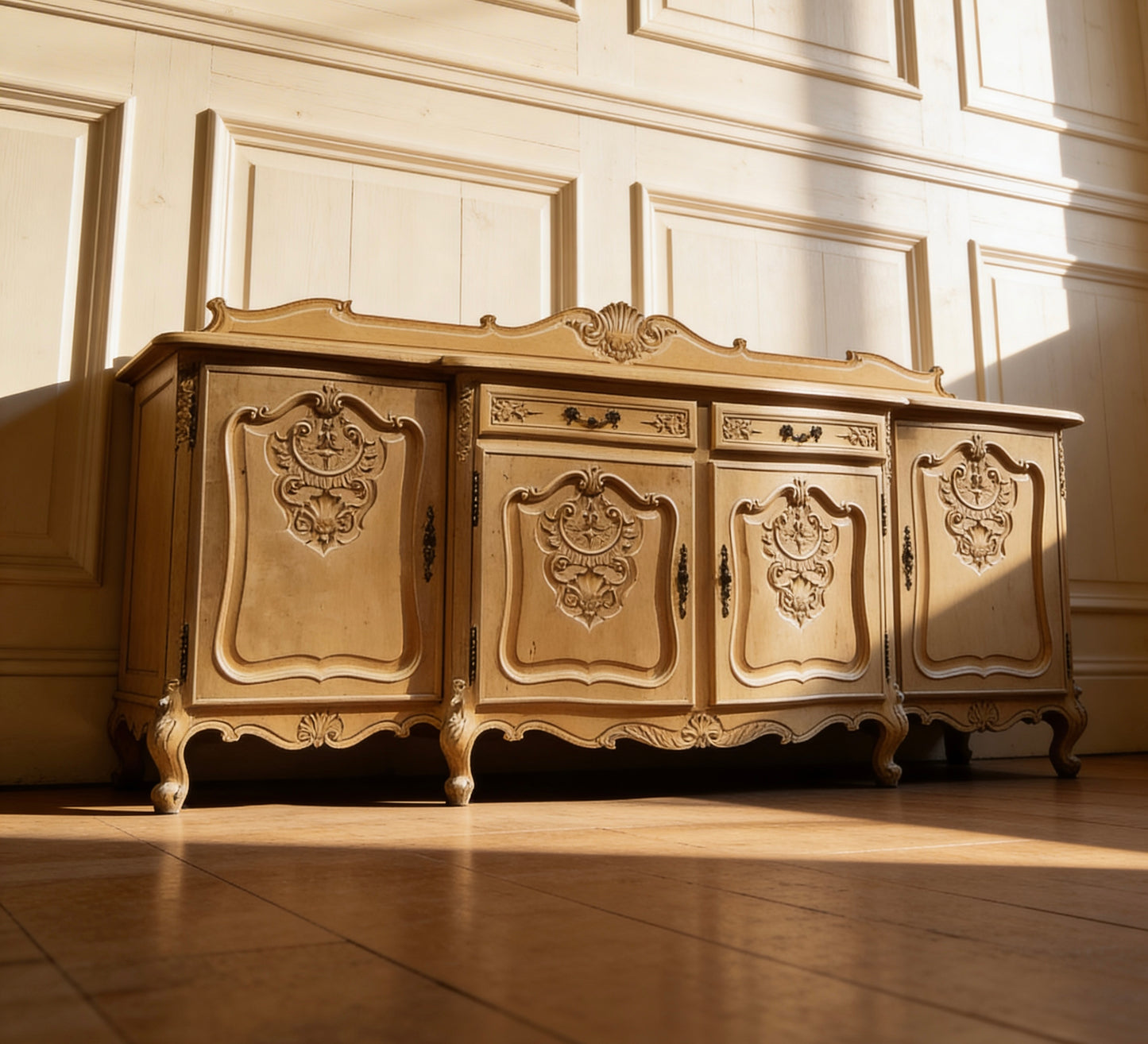 Huge 20th century French Louis XVI style oak sideboard 2.5M long