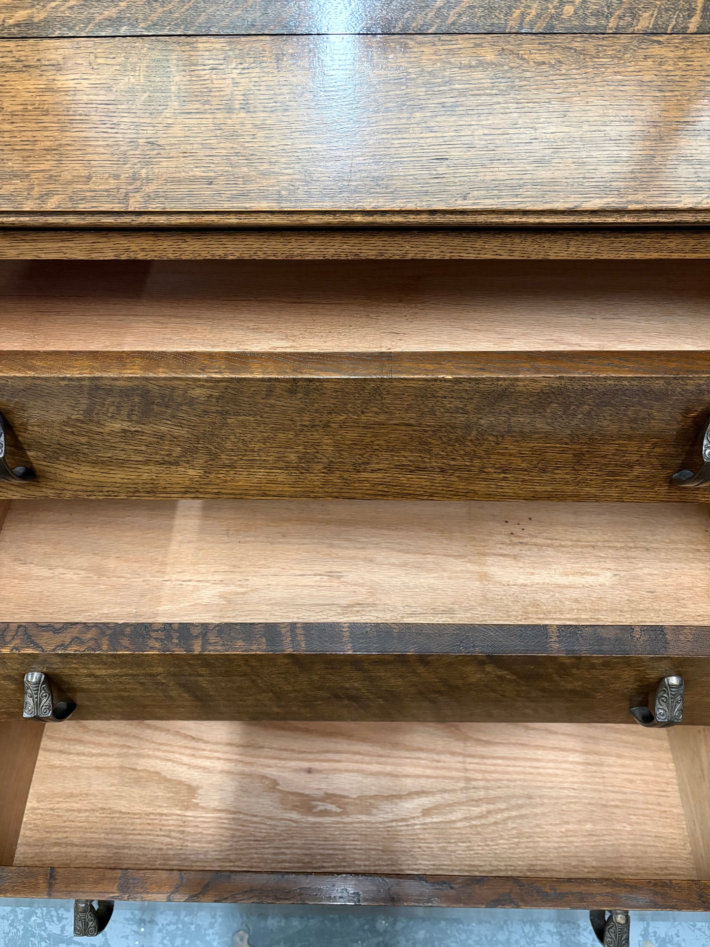 Vintage Fold down Oak bureau writing desk drawers Superb item