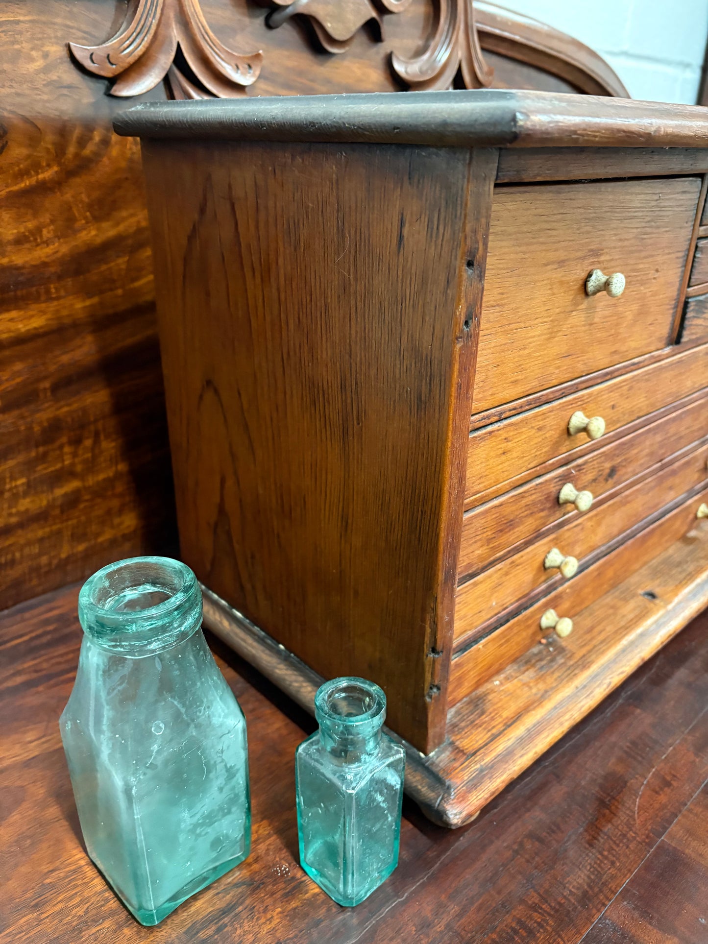 Antique wooden 8 drawer storage unit - artist maker collector