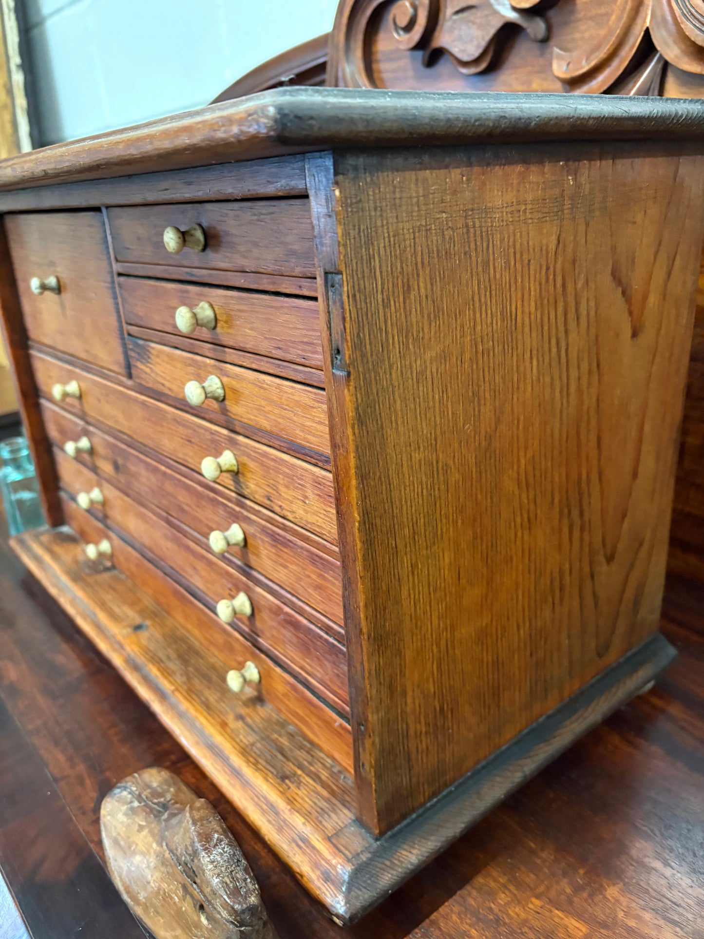 Antique wooden 8 drawer storage unit - artist maker collector