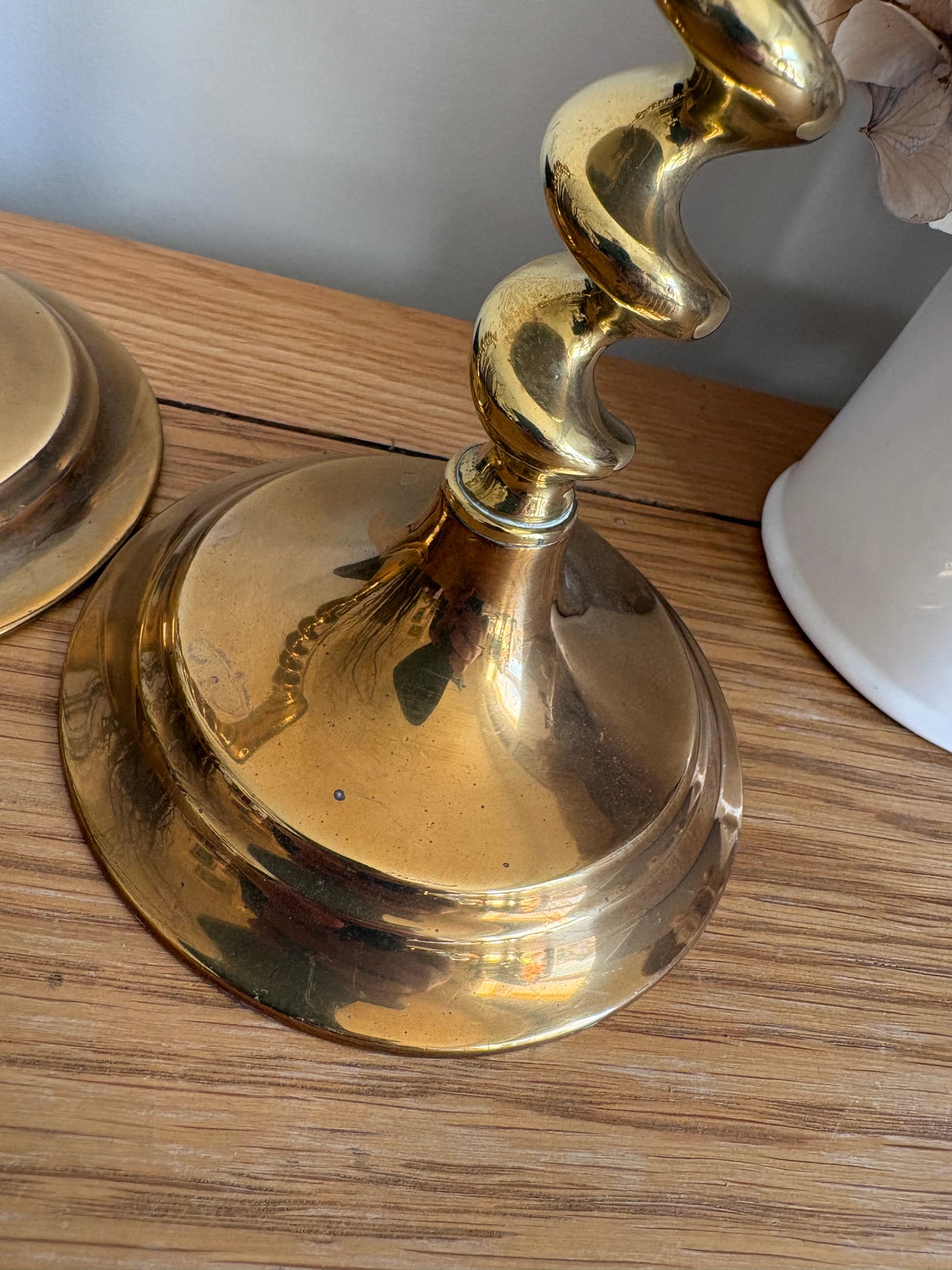 Pair of Traditional Vintage brass candlestick holders