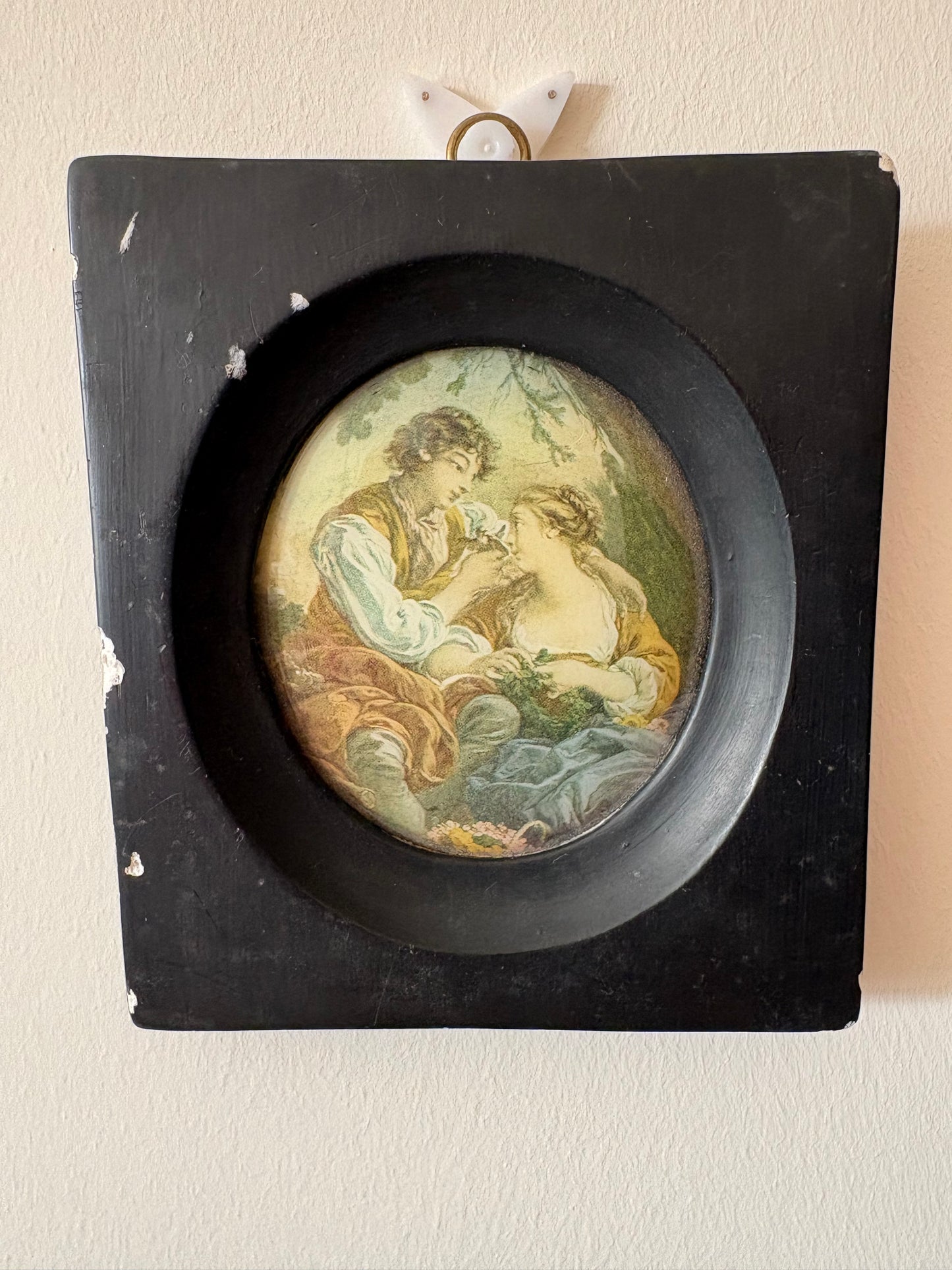 Lovely hand painted framed antique porcelain Minature