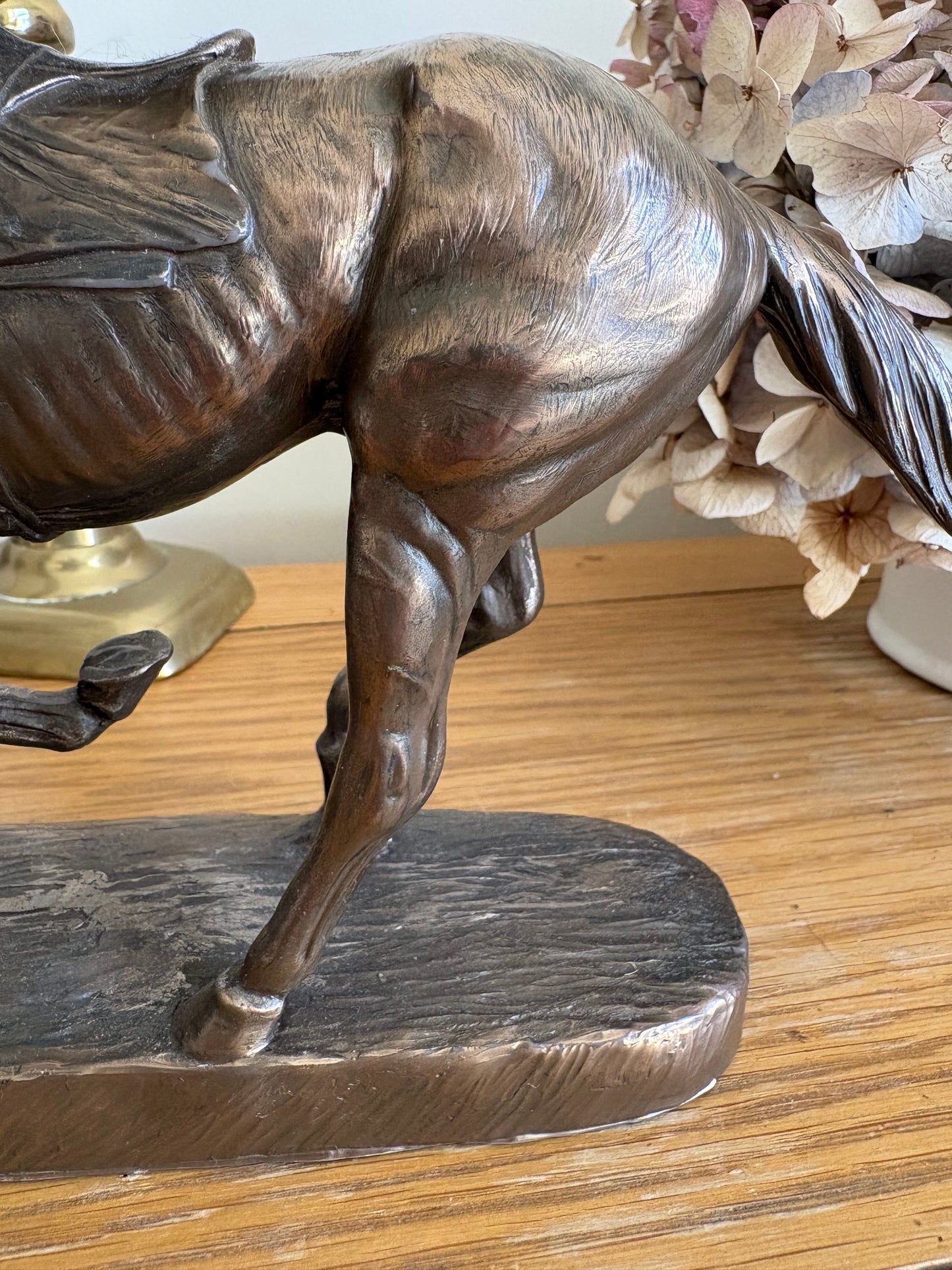 Horse and Jockey Resin Bronzed Figure by J Skeating Equine Racing