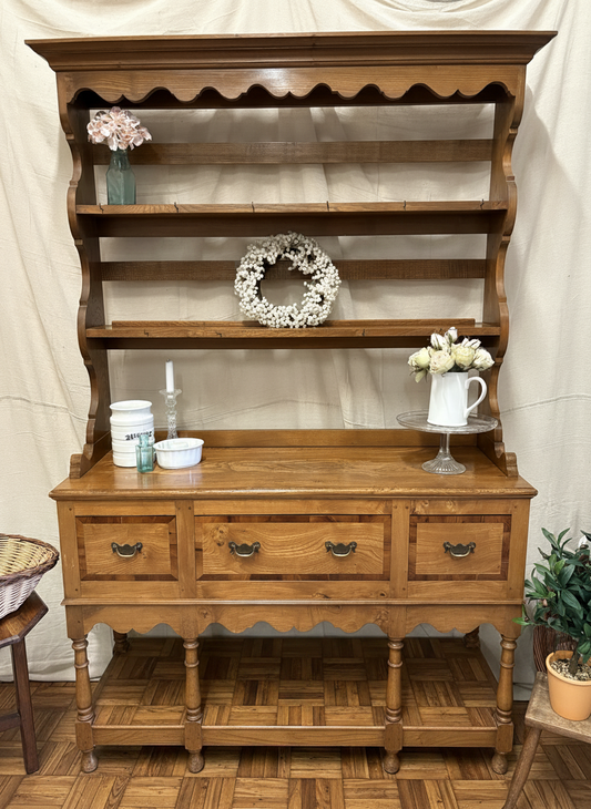 Country House Georgian design elm dresser with plate rack.