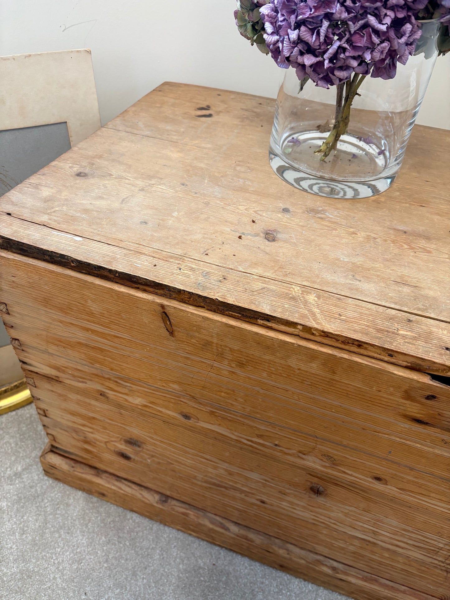 Antique Pine chest trunk blanket box storage coffee table