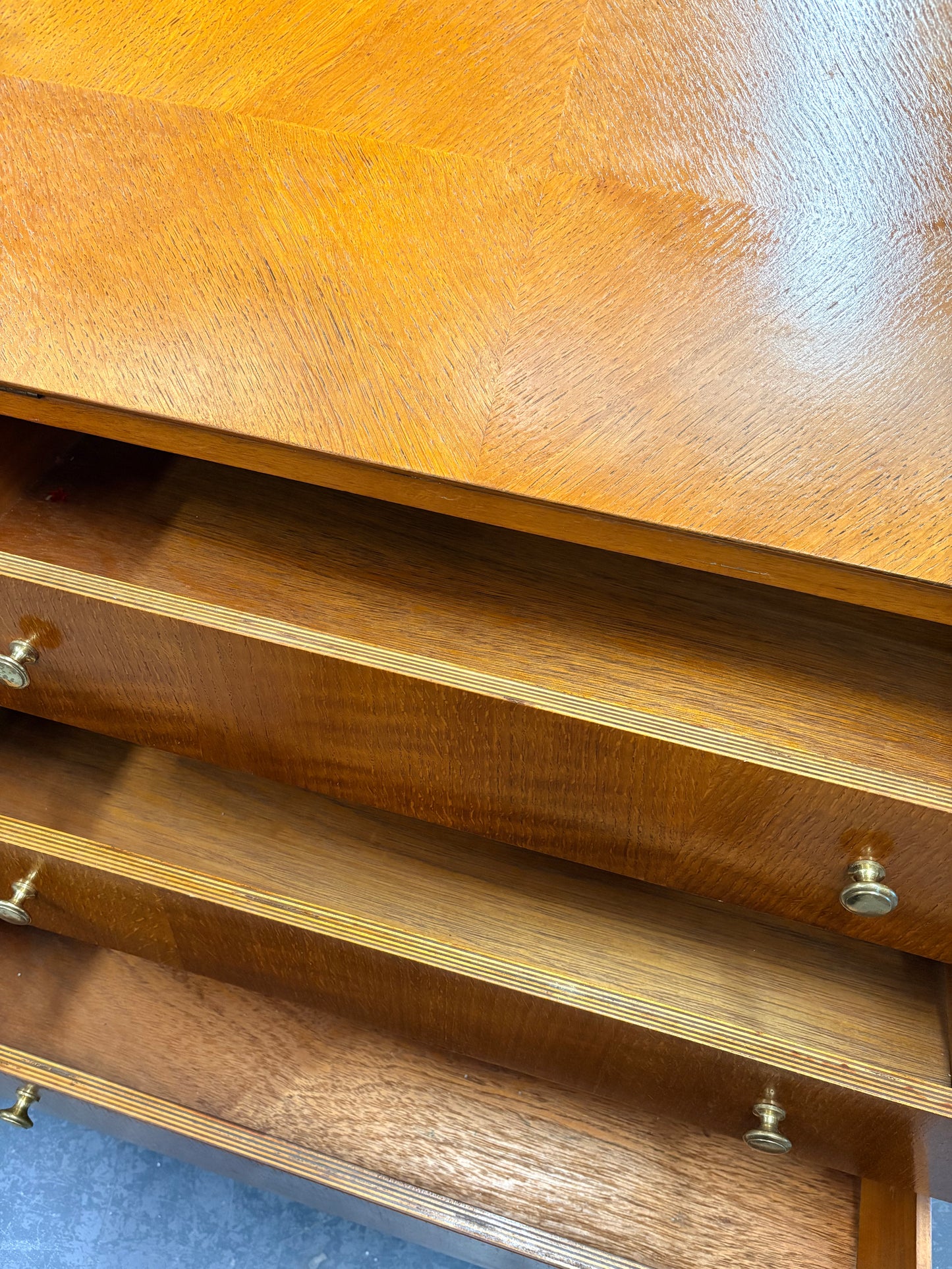 Mid Century bureau writing desk with storage drawers & Key