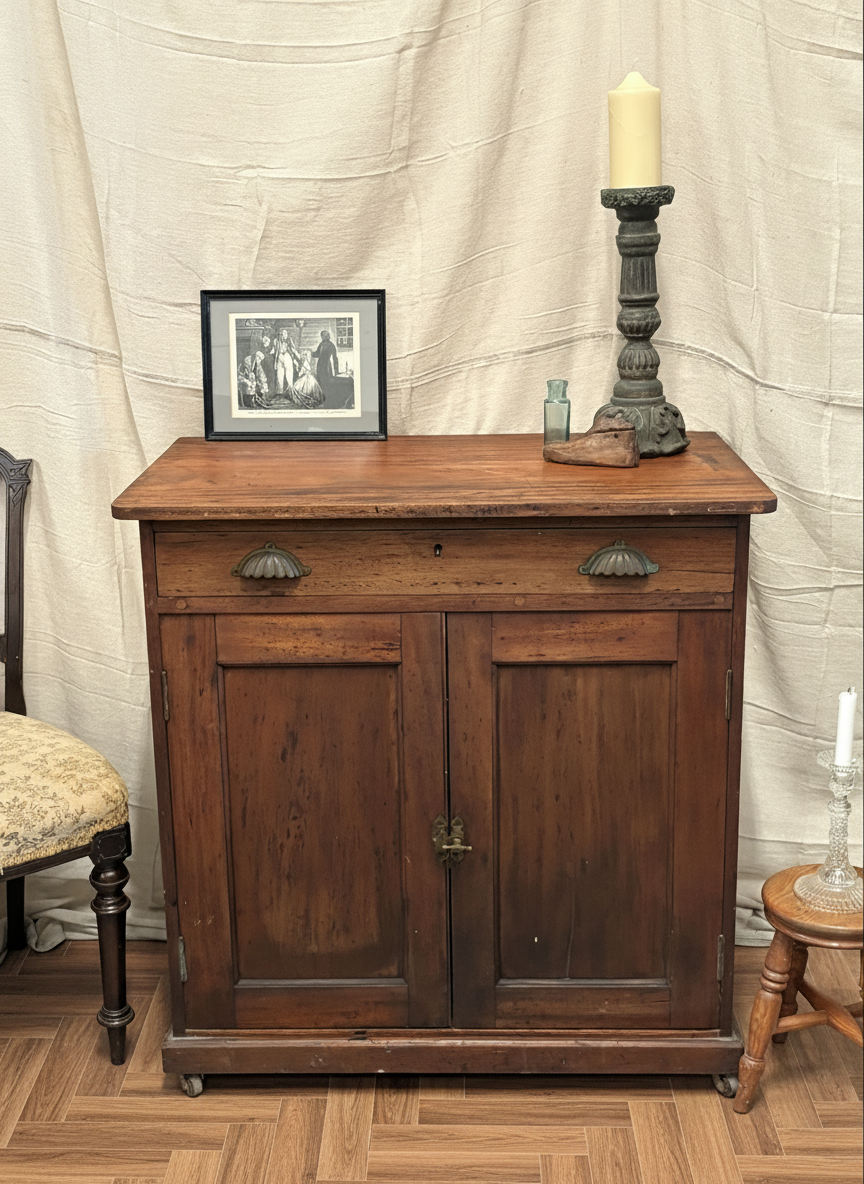 Victorian Antique Office Clerks storage cupboard with original fittings rustic unique item