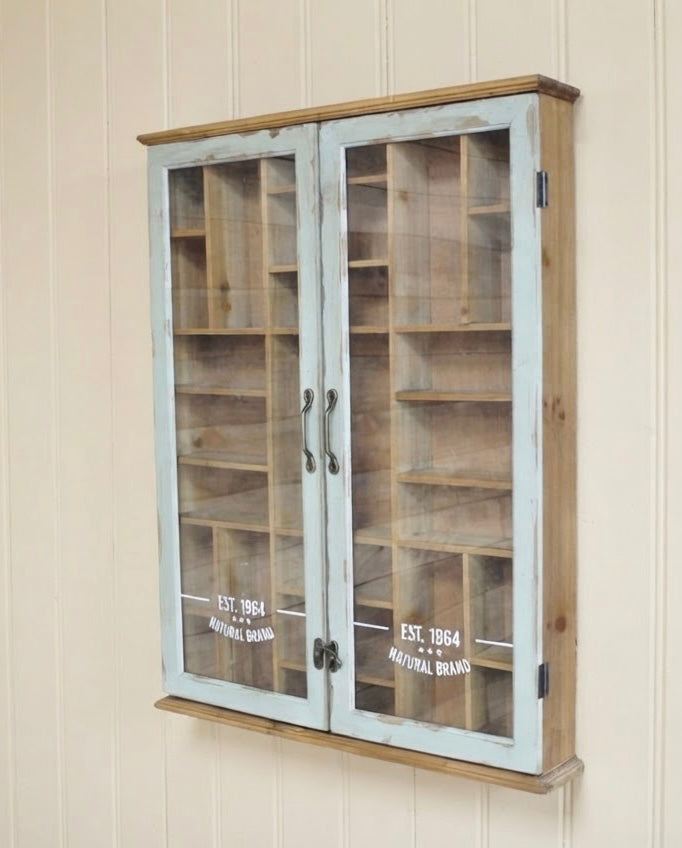 Aqua shabby Pigeon hole type Wall Unit - printer tray style storage Vertical