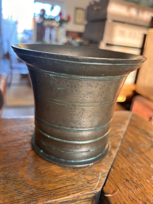 Very heavy vintage brass mortar bowl apothecary decorative pot