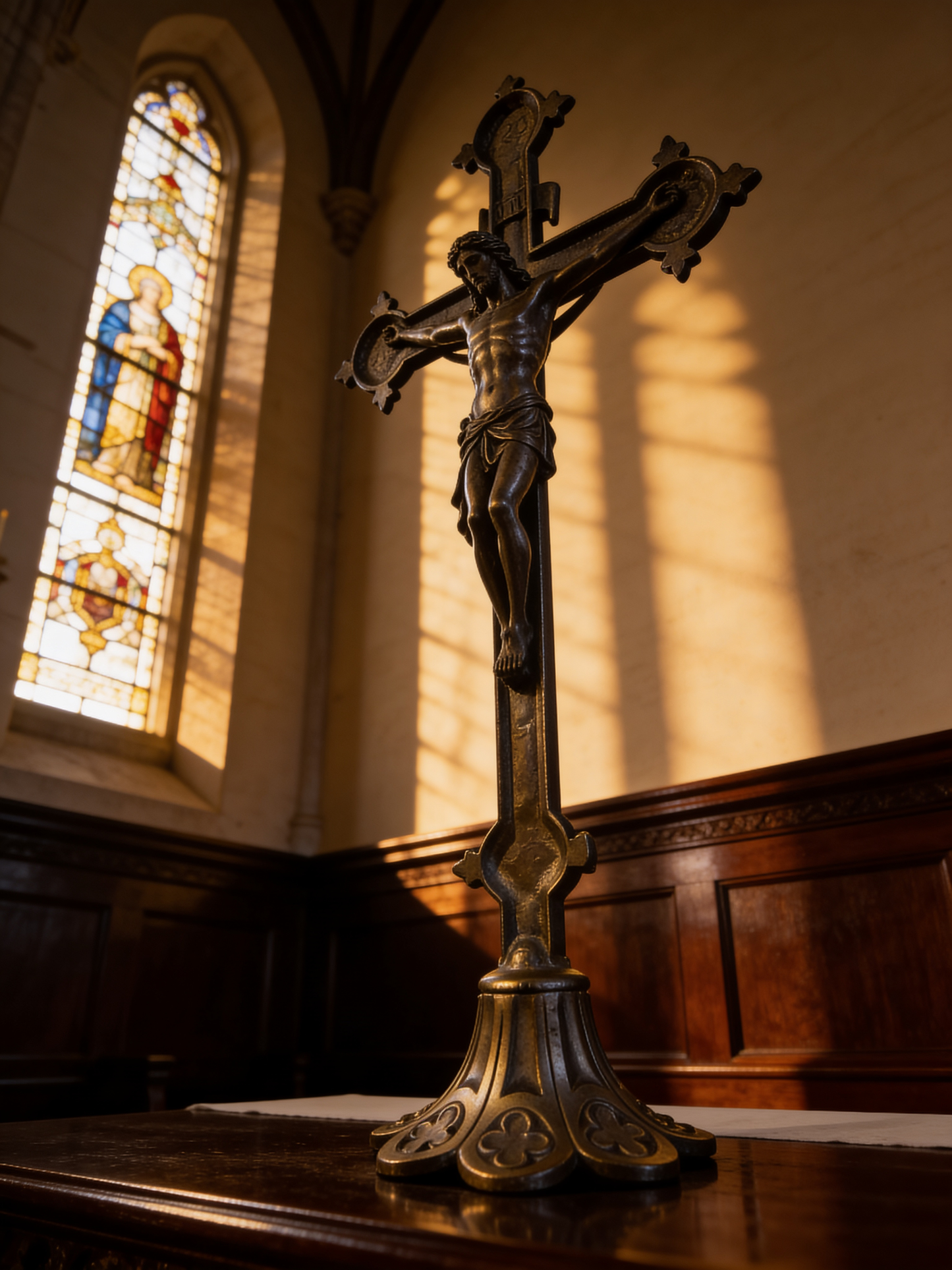 Reclaimed Brass Catholic Chapel Cross Jesus Christ Christian Icon