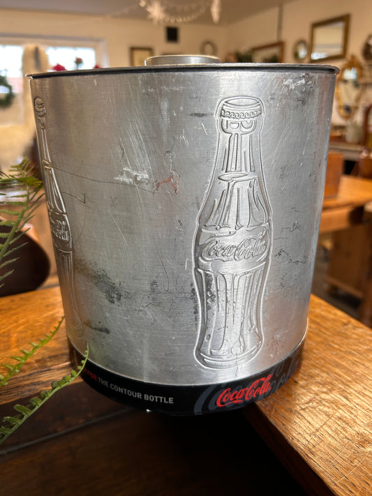 Vintage metal Coca-Cola ice bucket with lid and liner