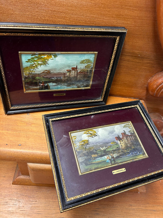 A pair of small Luciano Cargel oil paintings framed and signed