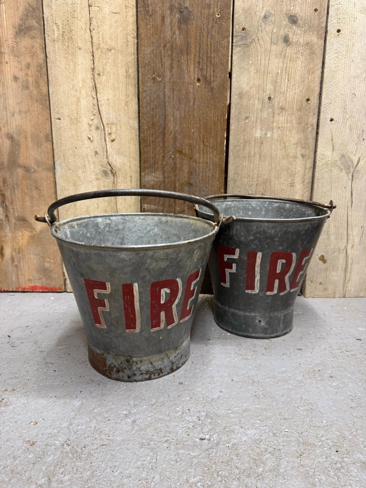 Vintage Galvanised Fire Bucket Log Basket / Plant Pot / Planter Pail Kindling
