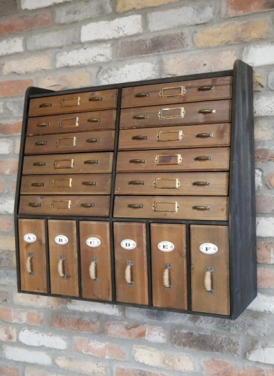 Antique Styled Multi drawer wooden storage cabinet Authentic Vintage Office look