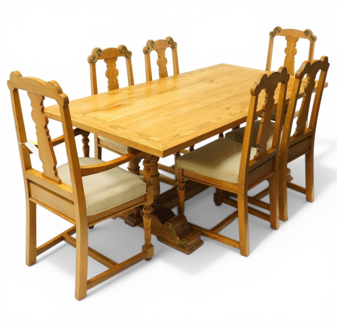 Luxury Quality mango wood dining suite, comprising a refectory dining table and 6 Chairs.