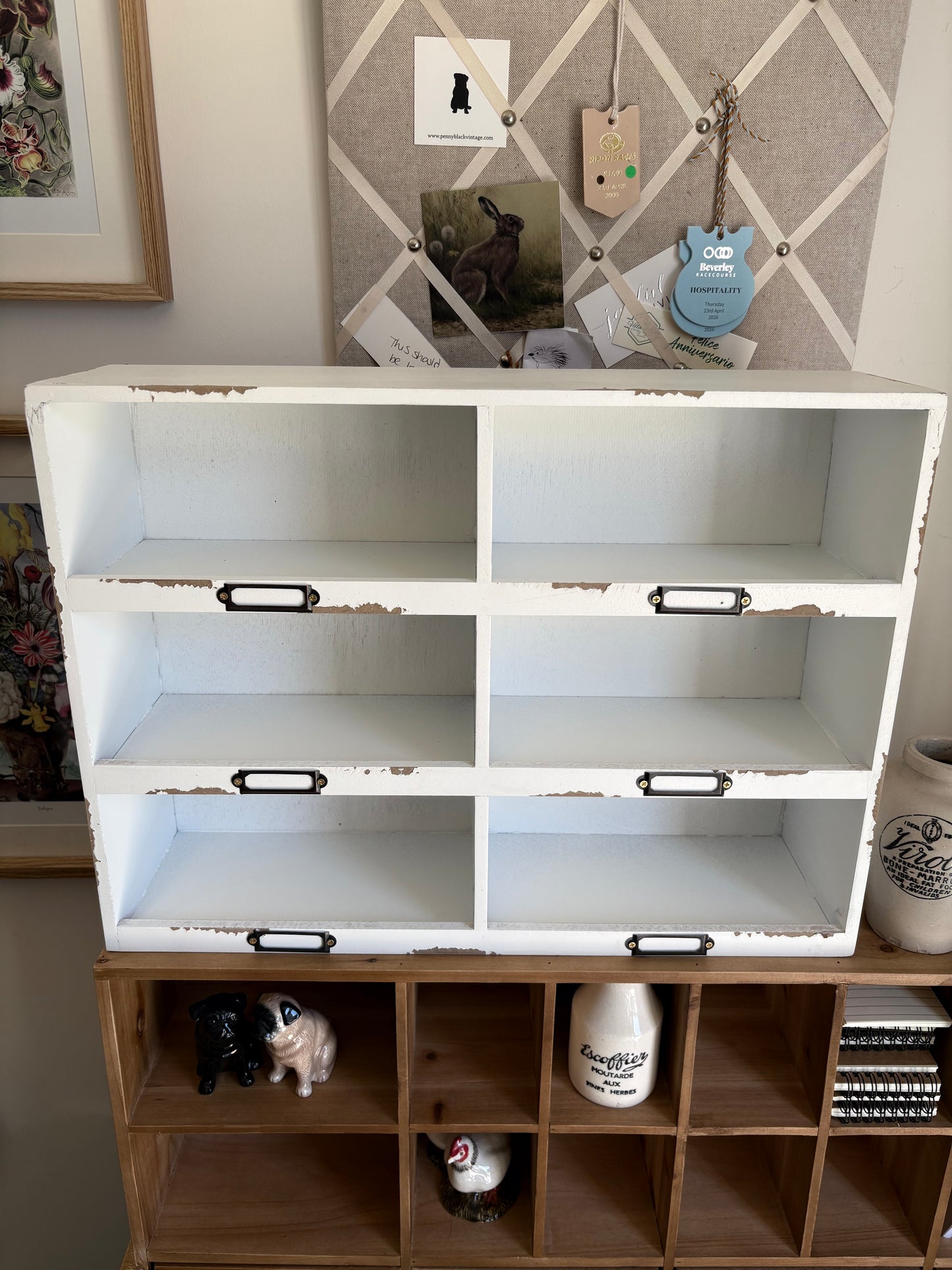 White Wood Pigeon hole Shelf Unit Crafts Kitchen Sorting Storage
