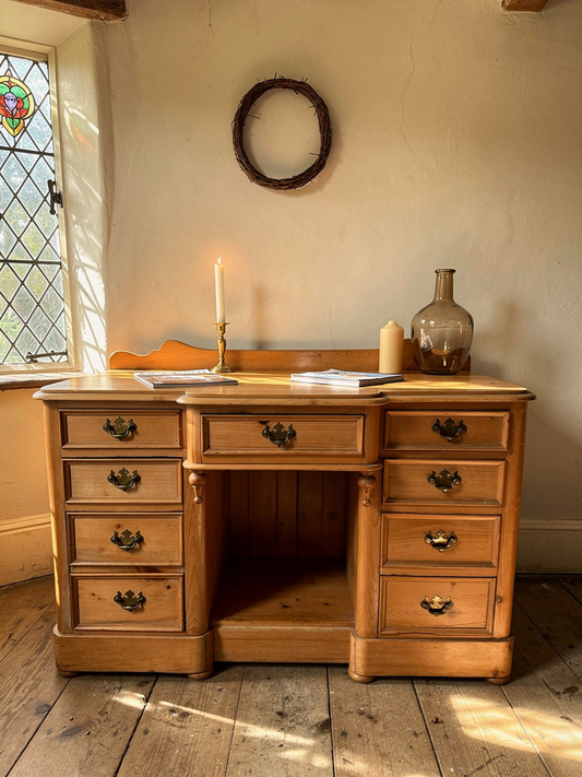 Victorian Stripped Pine sideboard with Drawers Raised back Country Farmhouse style