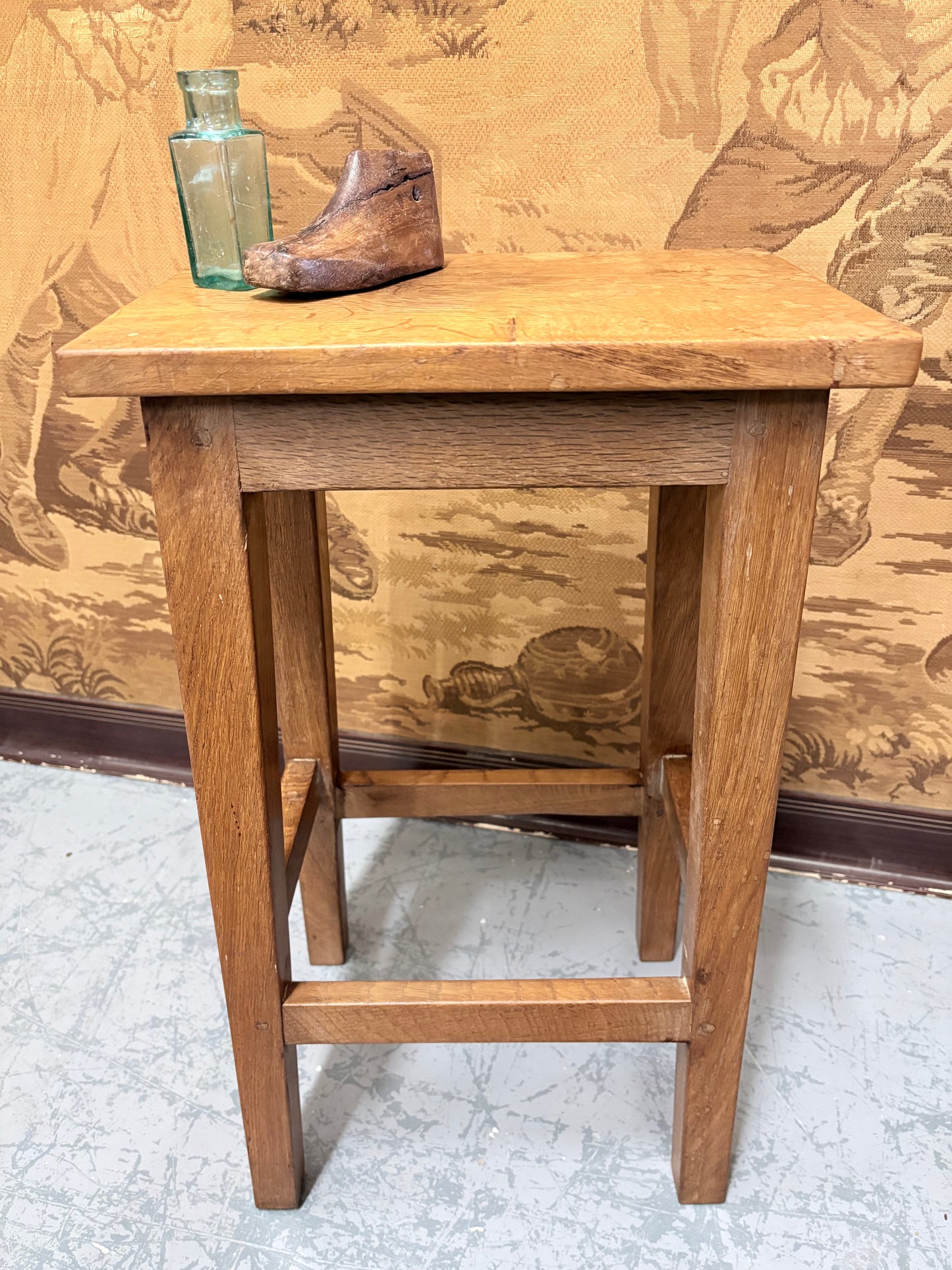1960’s Wilf “Squirrelman” Hutchinson Solid oak stool with Provenance English Craftsman piece