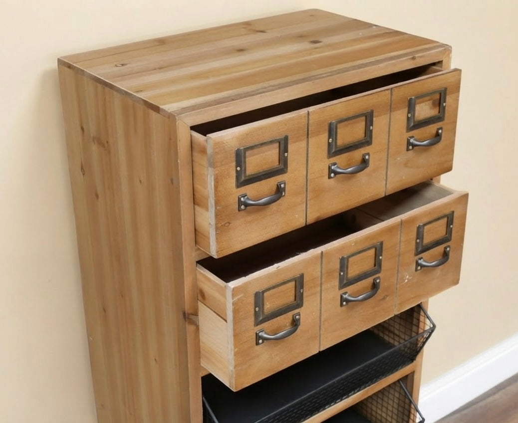 Light wood vintage styled fir and Iron Cabinet unit Kitchen Utility Bathroom Storage