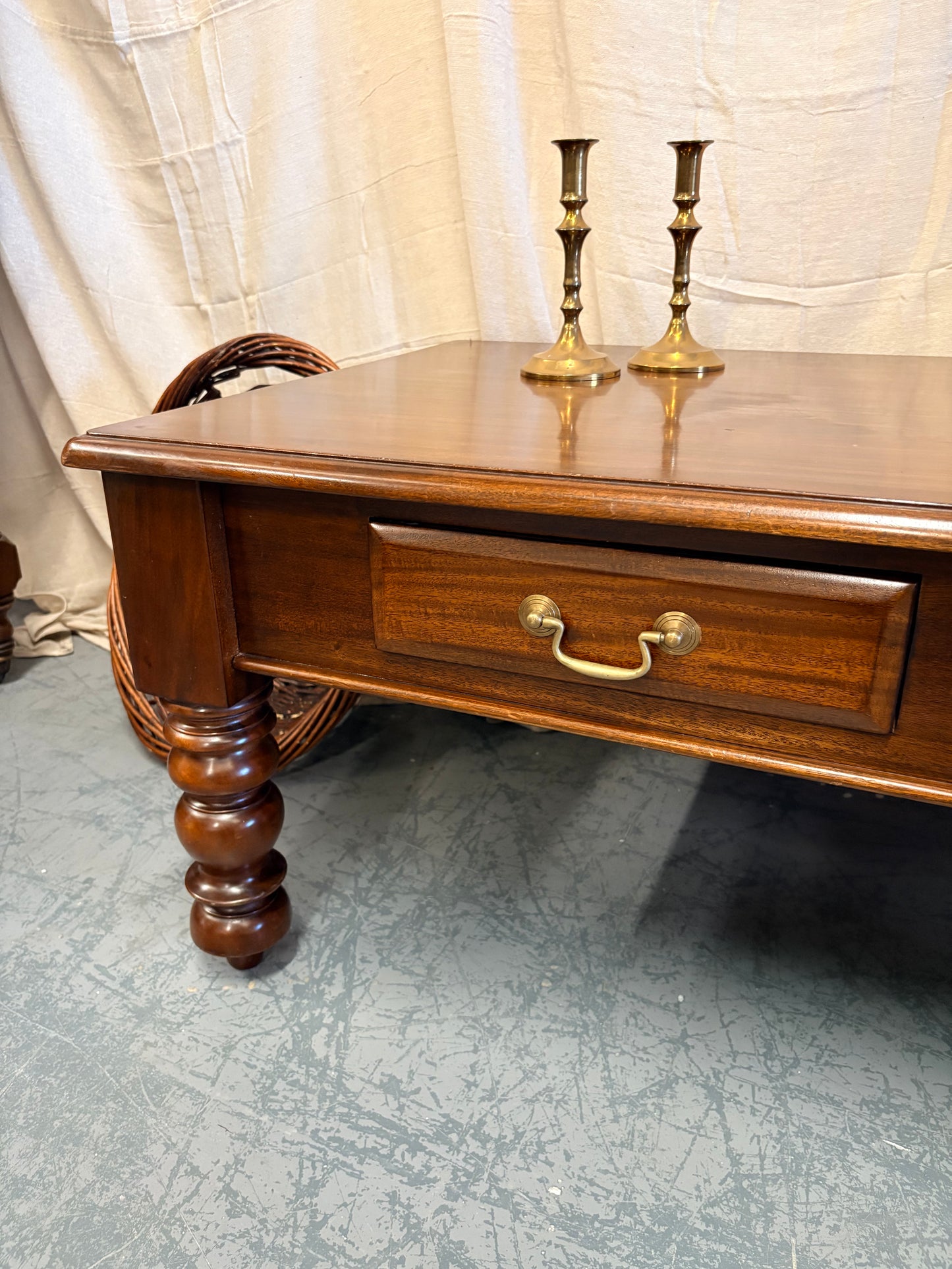 20th century Vintage mahogany coffee table with drawers