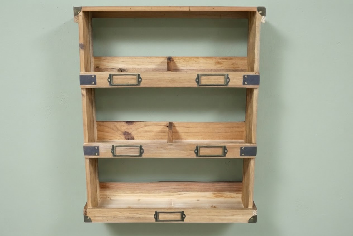 Country Farmhouse Wooden Wall Shelf Storage Display Unit