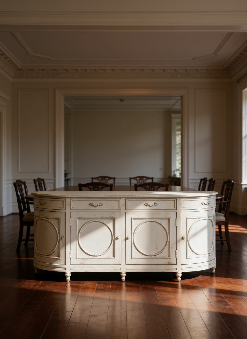 French classic style sideboard in an aged ivory finish UK Delivery