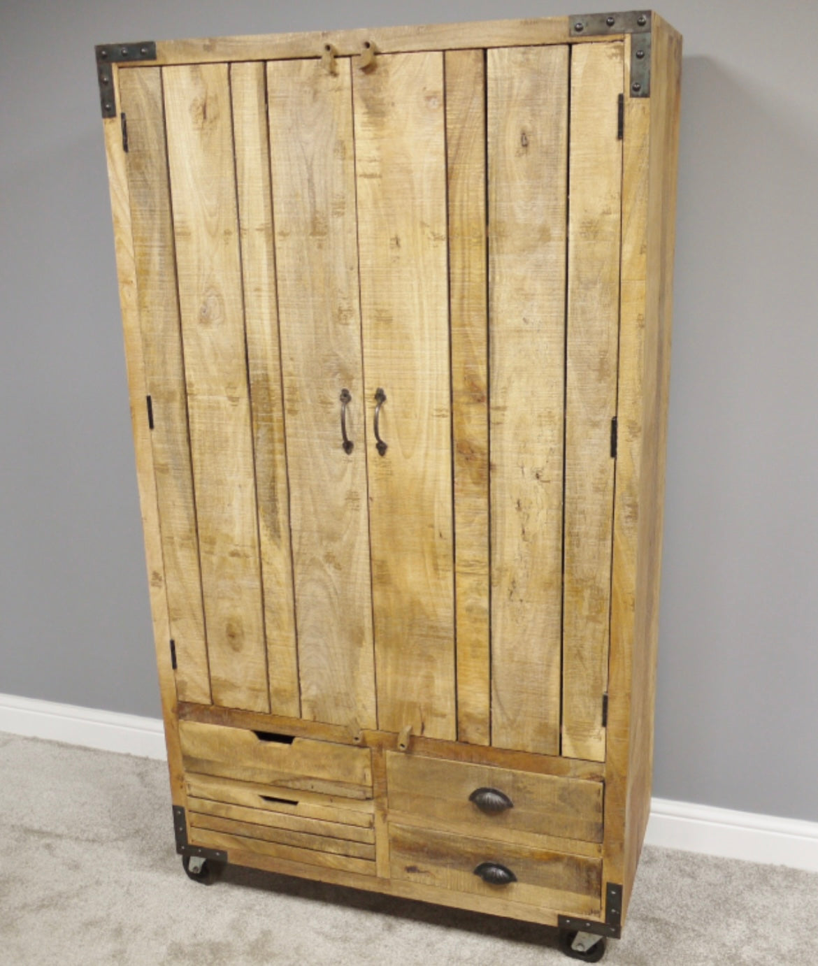 BESTSELLER Large Wooden Pantry Larder Kitchen Storage Unit Fitted out on wheels