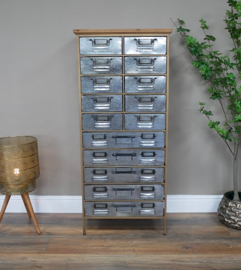 Mixed drawer wood and metal Storage Cabinet - office crafts collectors UK delivery m