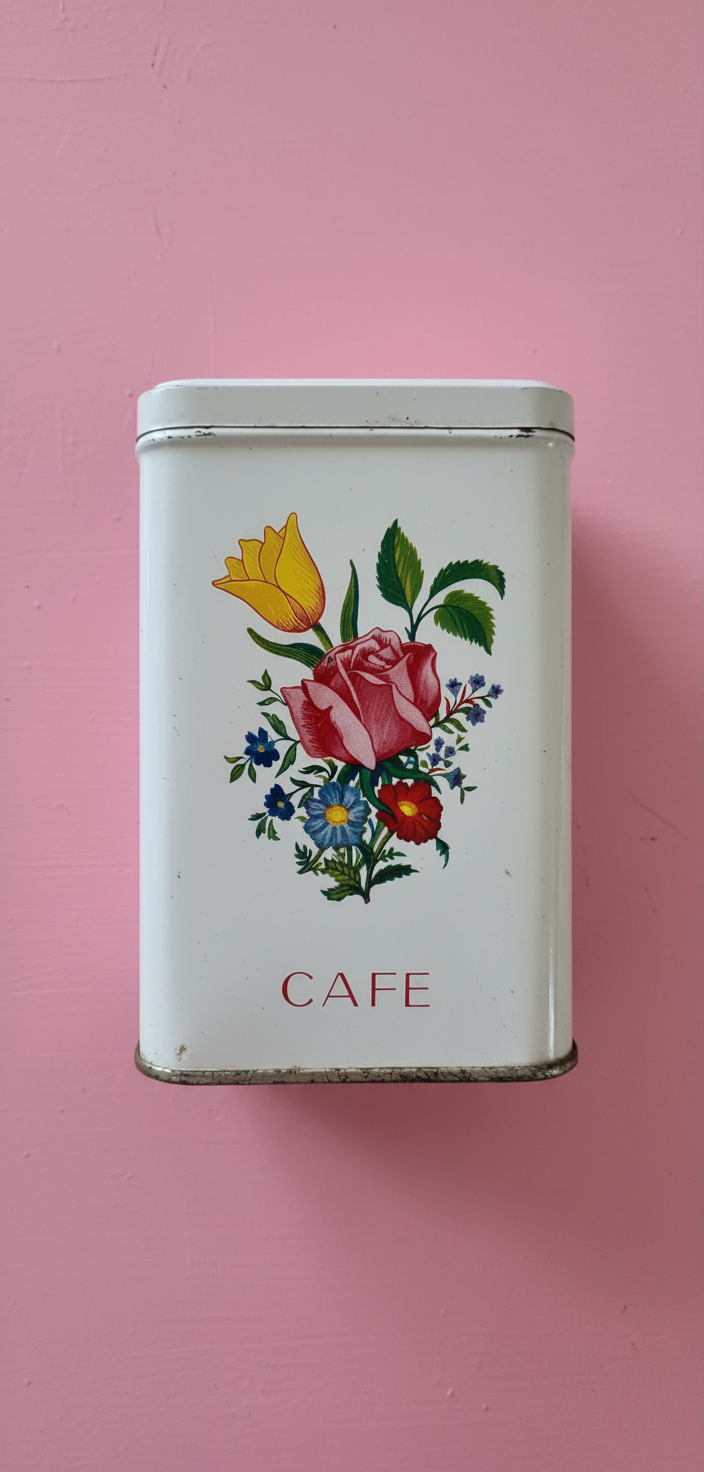 Set of 5 French Metal Storage Cannisters Floral Design 1920’s