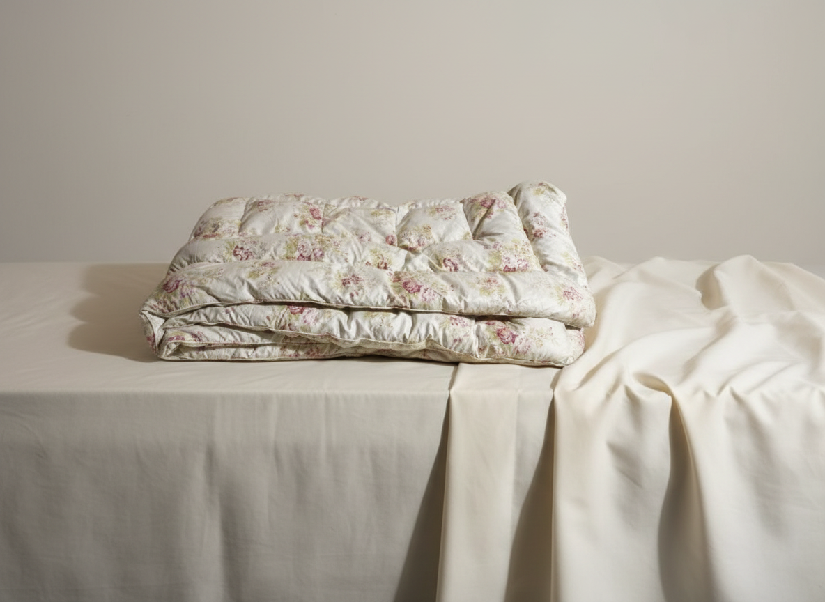 Vintage 1940s chintz plump feather filled eiderdown